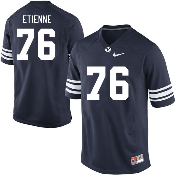 Men #76 Caleb Etienne BYU Cougars College Football Jerseys Stitched Sale-Navy
